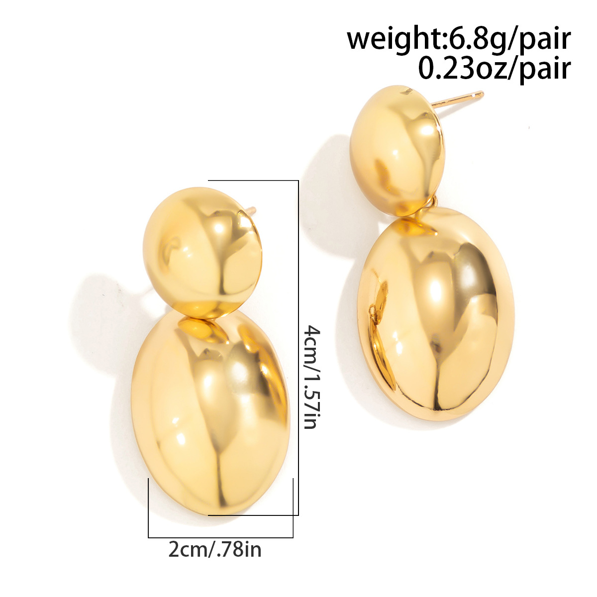 1 Pair Simple Style Shiny Oval Polishing Alloy Drop Earrings display picture 3