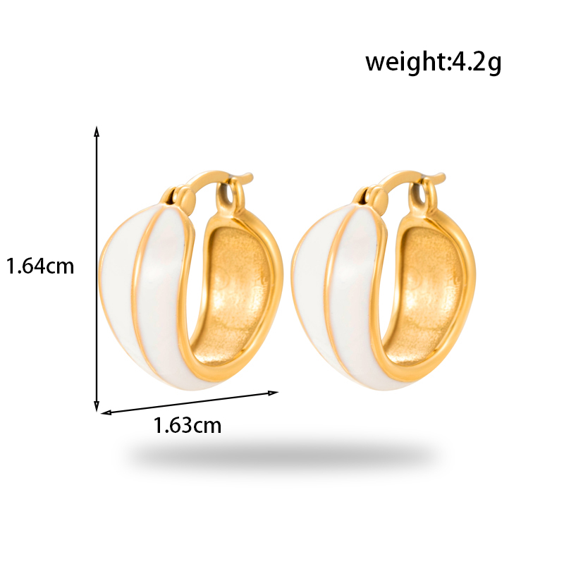 1 Pair Vintage Style C Shape Square Plating Stainless Steel 18k Gold Plated Hoop Earrings display picture 4