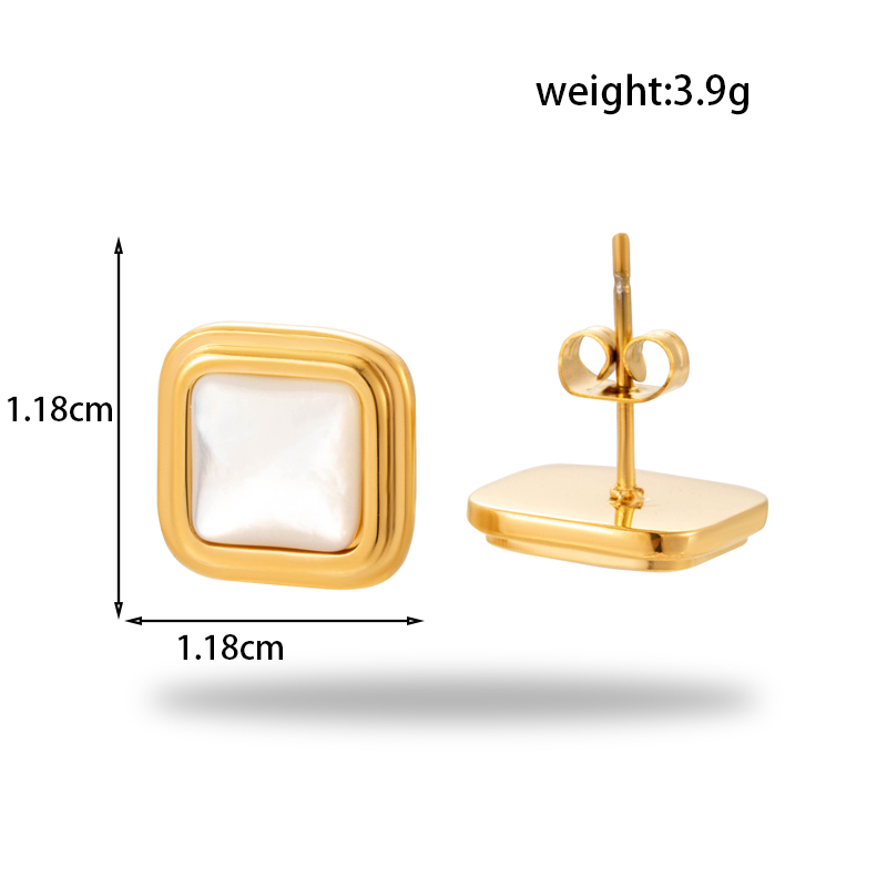 1 Pair Vintage Style C Shape Square Plating Stainless Steel 18k Gold Plated Hoop Earrings display picture 3