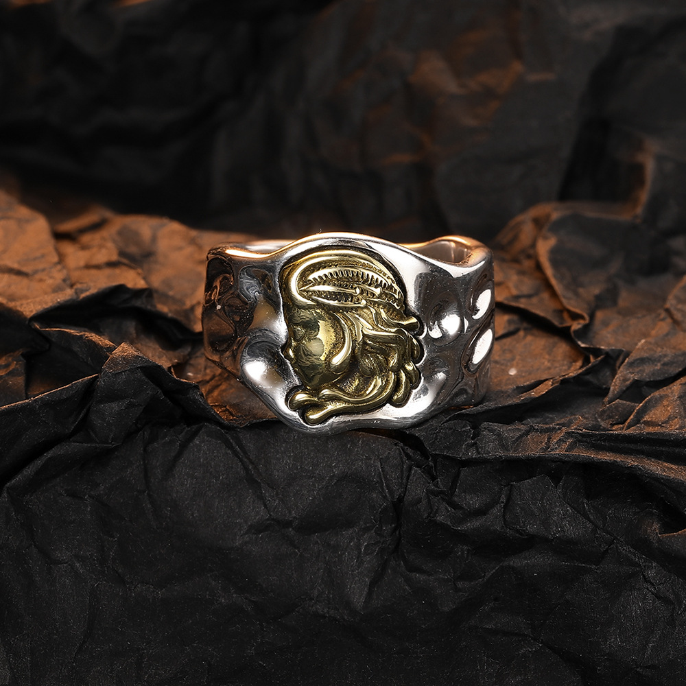 Casual Human Face Sterling Silver Plating 24k Gold Plated White Gold Plated Open Rings display picture 2