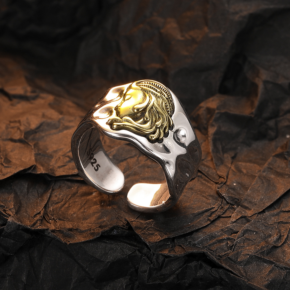 Casual Human Face Sterling Silver Plating 24k Gold Plated White Gold Plated Open Rings display picture 3