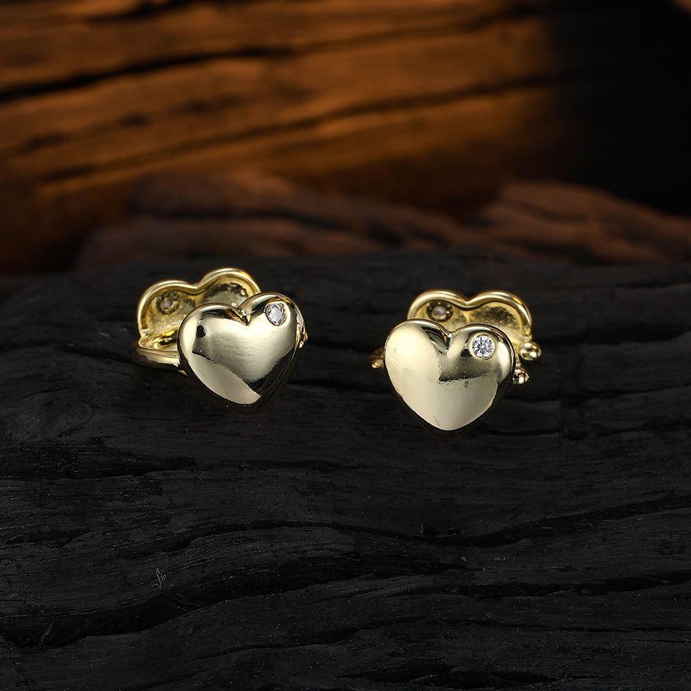 1 Pair Casual Heart Shape Plating Inlay Sterling Silver Zircon 24k Gold Plated White Gold Plated Ear Cuffs display picture 5