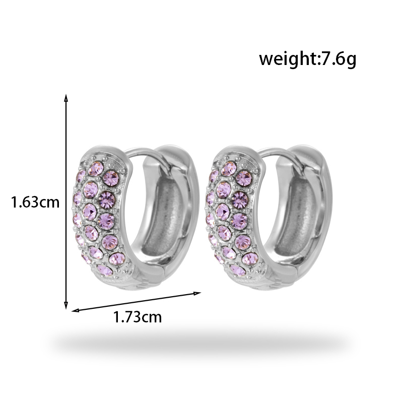 1 Pair French Style Simple Style C Shape Geometric Round Stainless Steel Zircon 18k Gold Plated Hoop Earrings Drop Earrings display picture 1