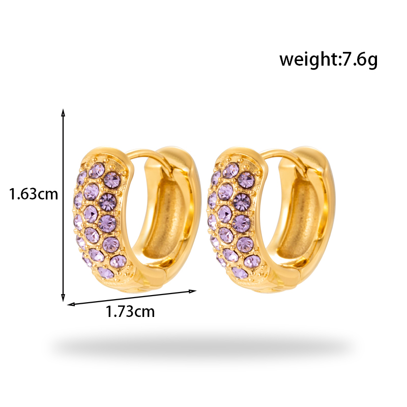 1 Pair French Style Simple Style C Shape Geometric Round Stainless Steel Zircon 18k Gold Plated Hoop Earrings Drop Earrings display picture 3