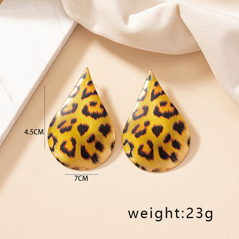 1 Pair Hip-hop Retro Commute Water Droplets Leopard Plating Alloy Gold Plated Ear Studs display picture 6