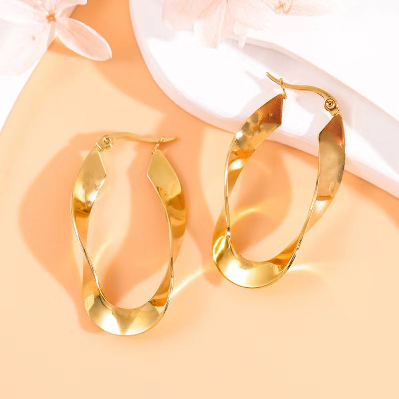 1 Paar Moderner Stil Klassischer Stil Einfarbig Überzug Rostfreier Stahl Keiner Vergoldet Ohrringe display picture 2
