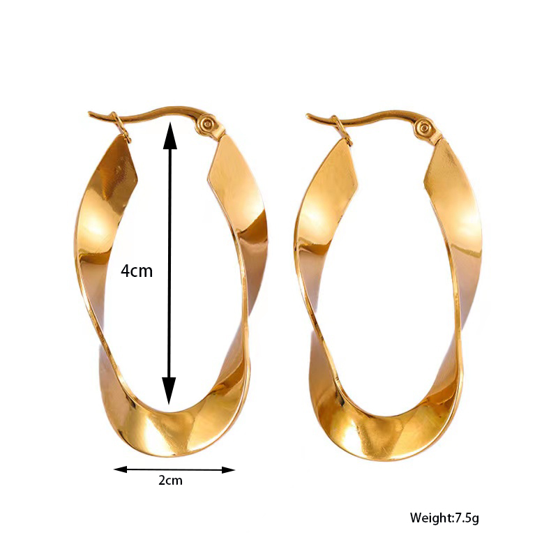 1 Pair Modern Style Classic Style Solid Color Plating Stainless Steel None Gold Plated Earrings display picture 3