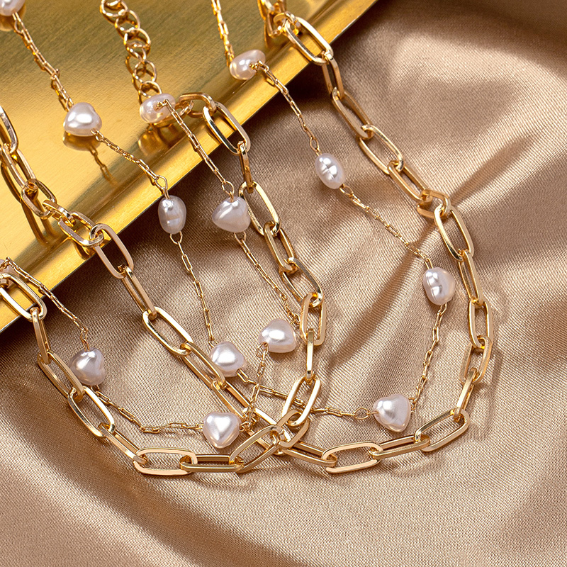 Ig Style Elegant Retro Heart Shape Imitation Pearl Alloy Women's Bracelets Necklace display picture 2