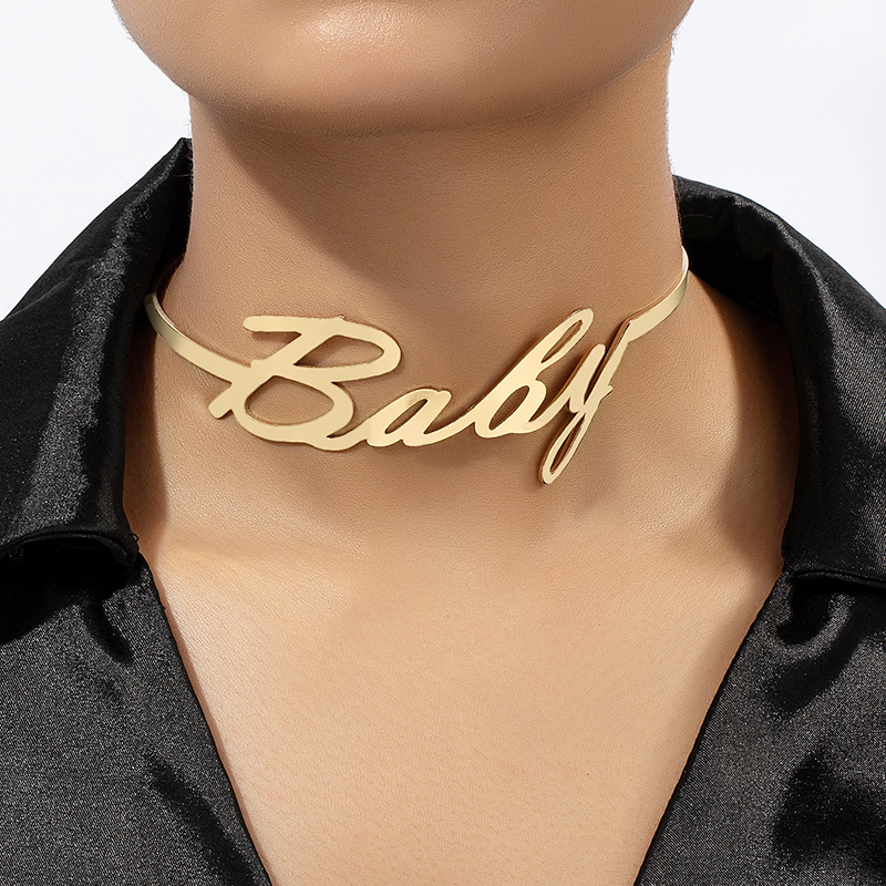 Ig Style Punk Cool Style Letter Solid Color Alloy Plating Gold Plated Women's Choker display picture 1