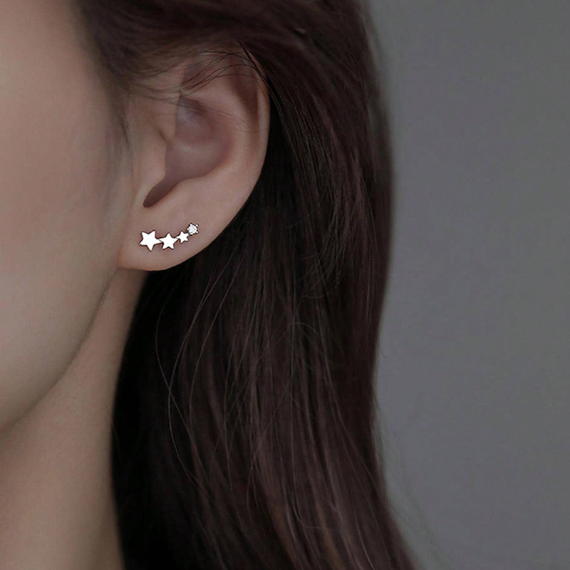 1 Pair Simple Style Shiny Star Solid Color Inlay Alloy Rhinestones Ear Studs display picture 2
