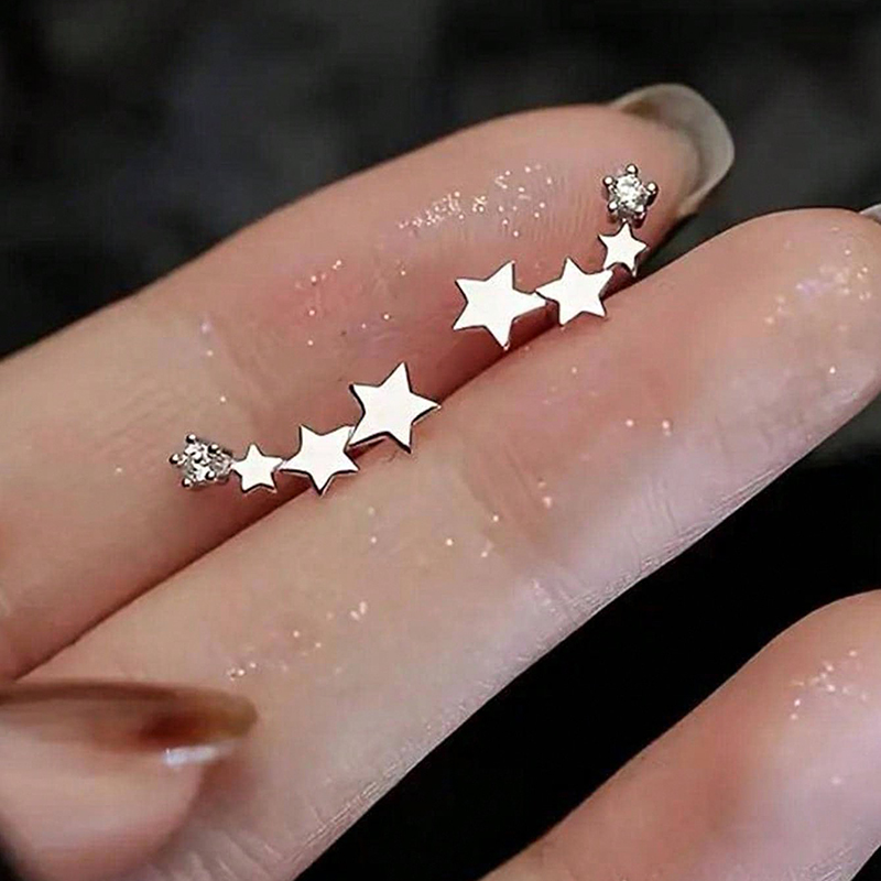 1 Paire Style Simple Brillant Star Couleur Unie Incruster Alliage Strass Boucles D'oreilles display picture 3