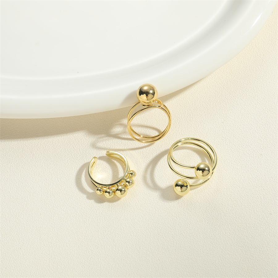 Simple Style Geometric Copper Twist 14k Gold Plated Open Rings display picture 2