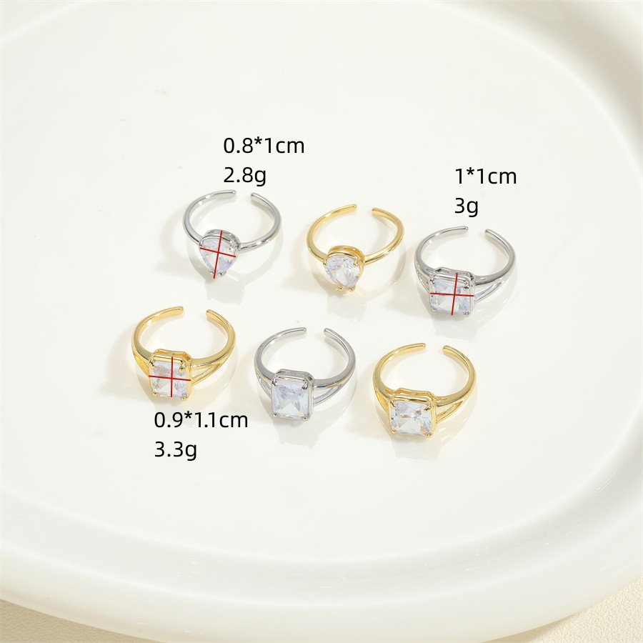 Simple Style Square Water Droplets Rectangle Copper 14k Gold Plated White Gold Plated Open Rings display picture 3