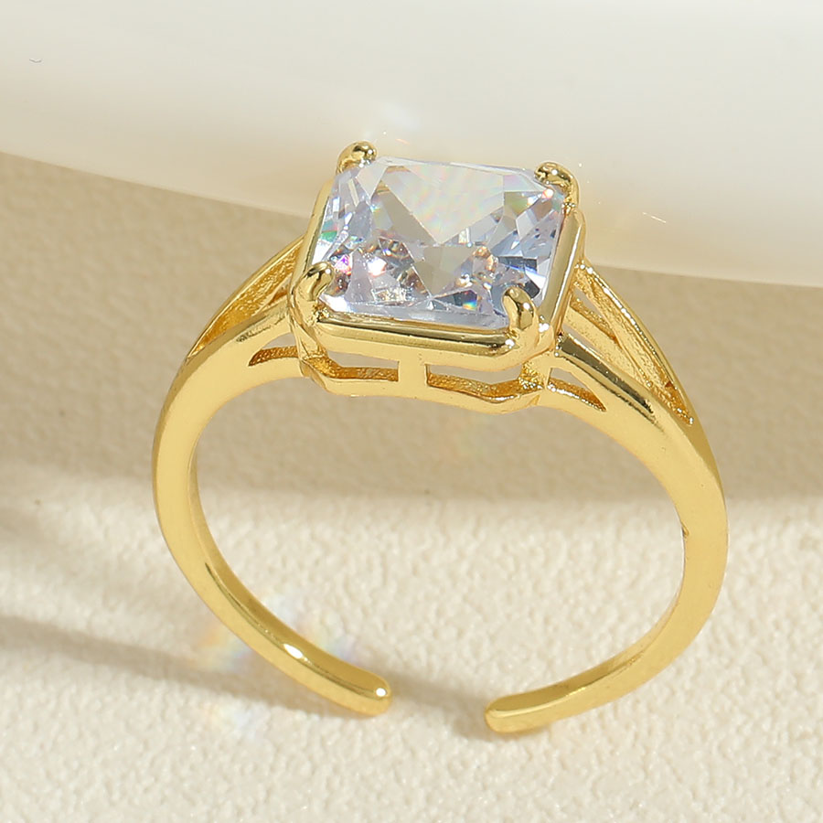 Simple Style Square Water Droplets Rectangle Copper 14k Gold Plated White Gold Plated Open Rings display picture 5