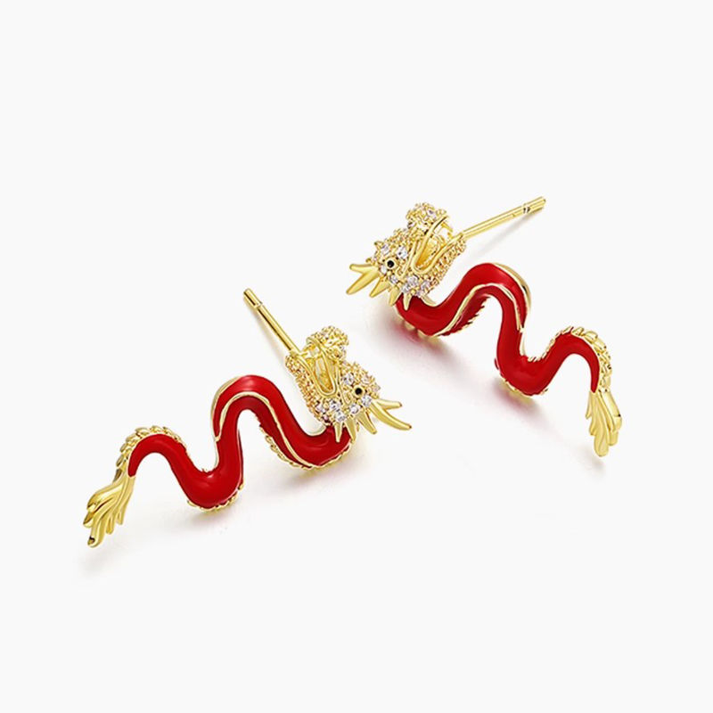 1 Pair Ig Style Simple Style Dragon Plating Inlay Alloy Rhinestones Gold Plated Ear Studs display picture 4