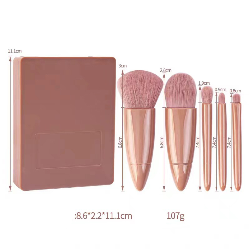 Solid Color Green Skin Color Peach Plastic Plastic Handgrip Makeup Brushes 5 Pieces display picture 6