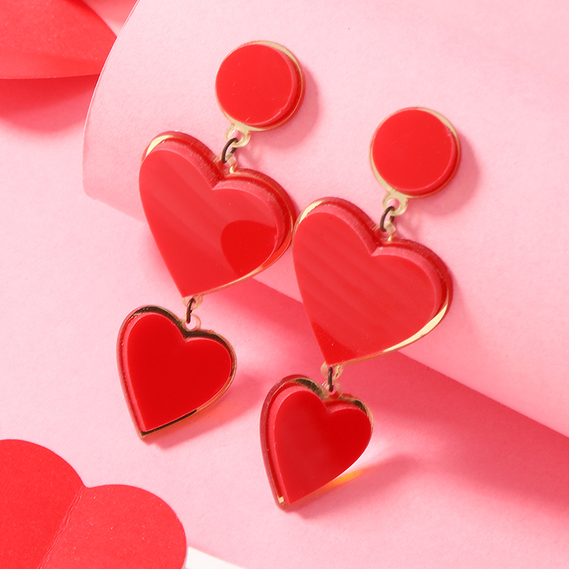 1 Pair Romantic Heart Shape Arylic Drop Earrings display picture 16