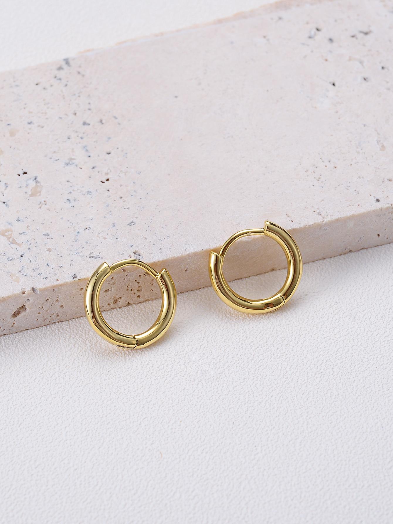 1 Pair Simple Style Solid Color Plating Copper 18k Gold Plated Earrings display picture 2