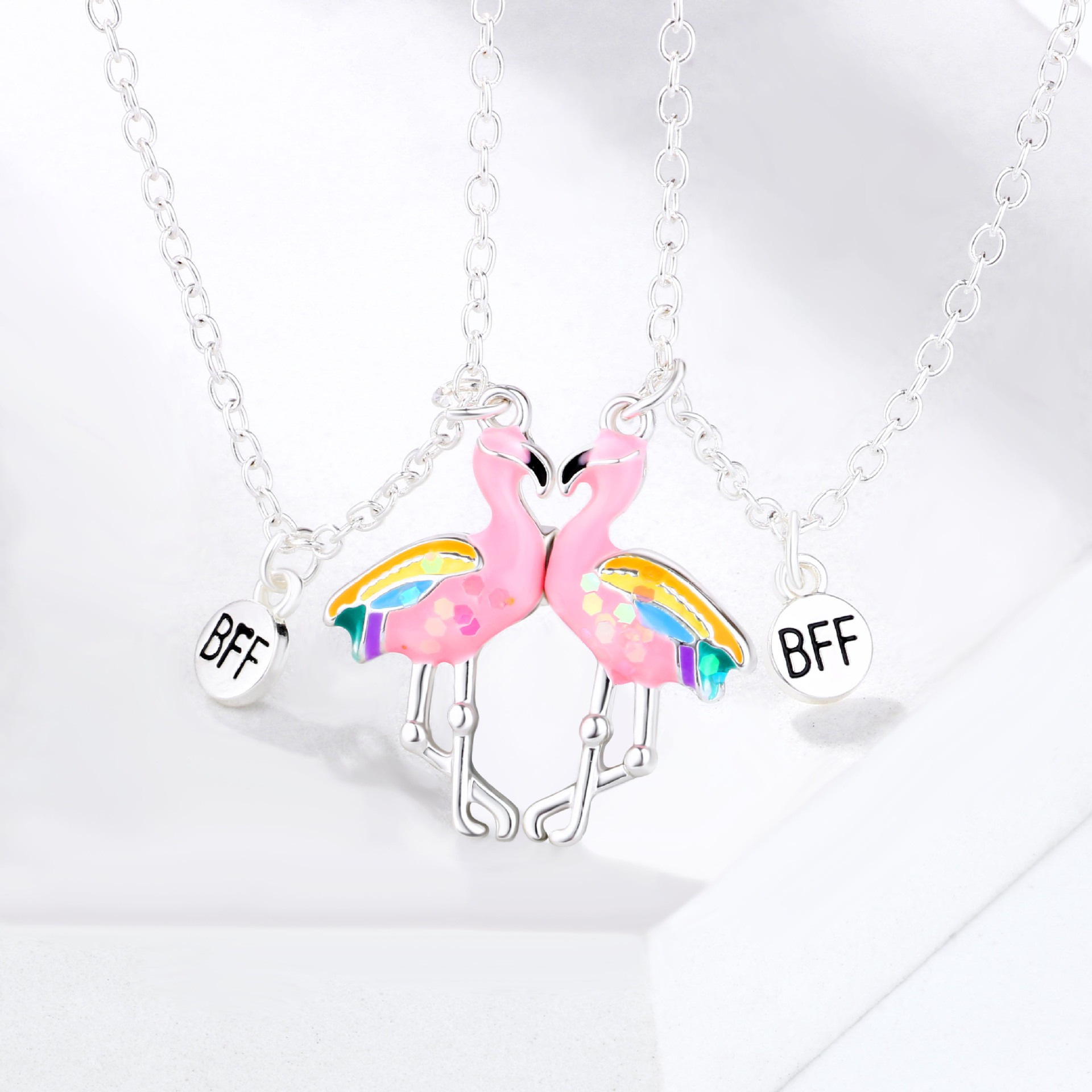 Cartoon Style Cute Flamingo Unicorn Cat Alloy Girl's Pendant Necklace display picture 6