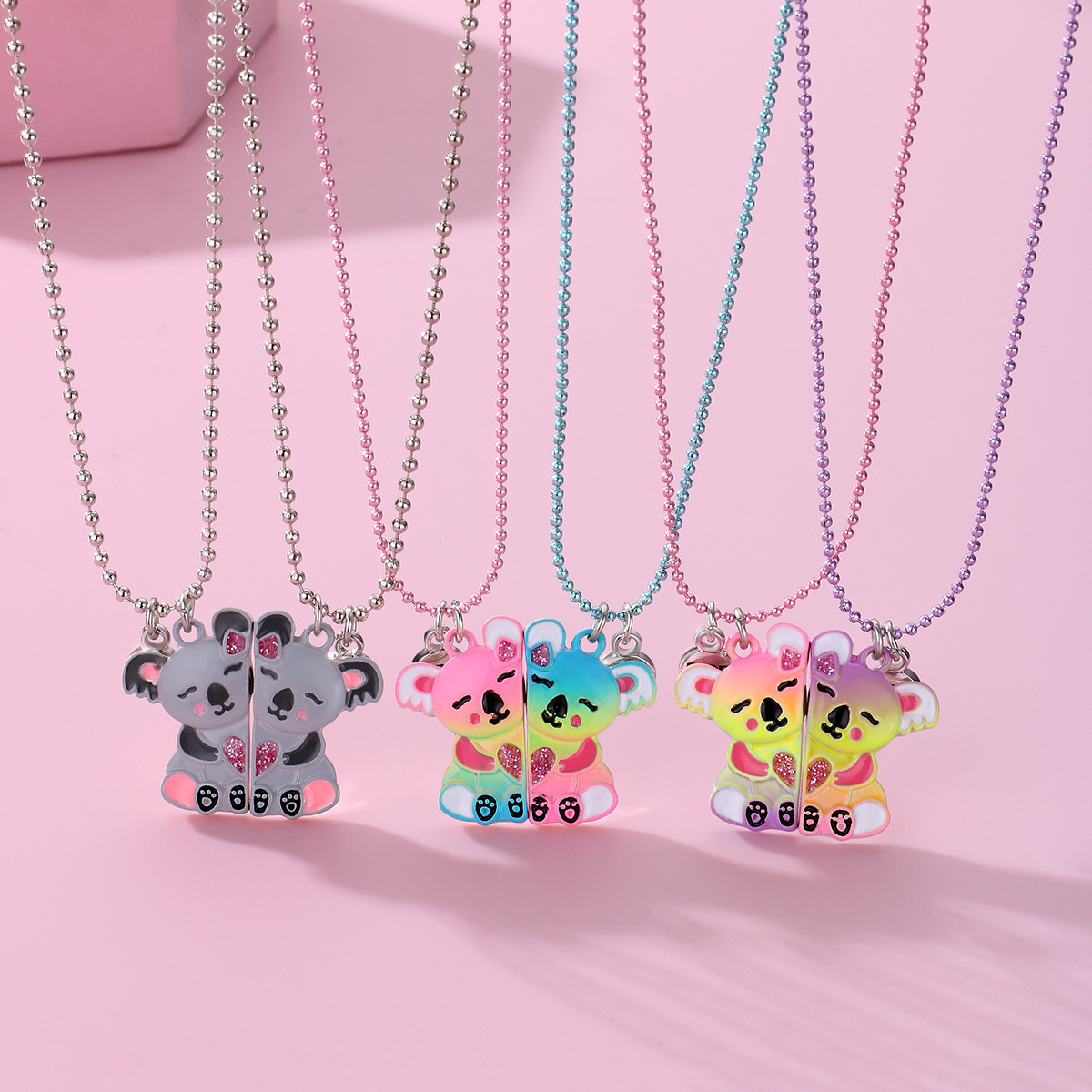 Cartoon Style Cute Bear Alloy Girl's Pendant Necklace display picture 3