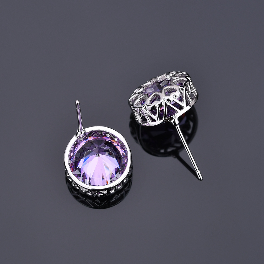 1 Pair Simple Style Shiny Round Heart Shape Plating Inlay Copper Alloy Zircon White Gold Plated Ear Studs display picture 3