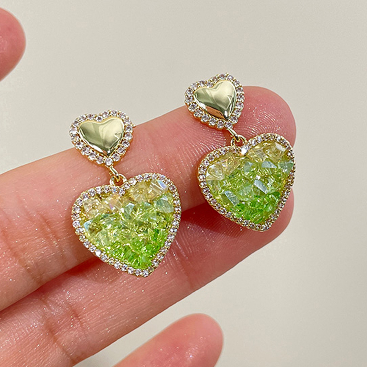 1 Pair Sweet Heart Shape Inlay Alloy Artificial Crystal Rhinestones Drop Earrings display picture 1