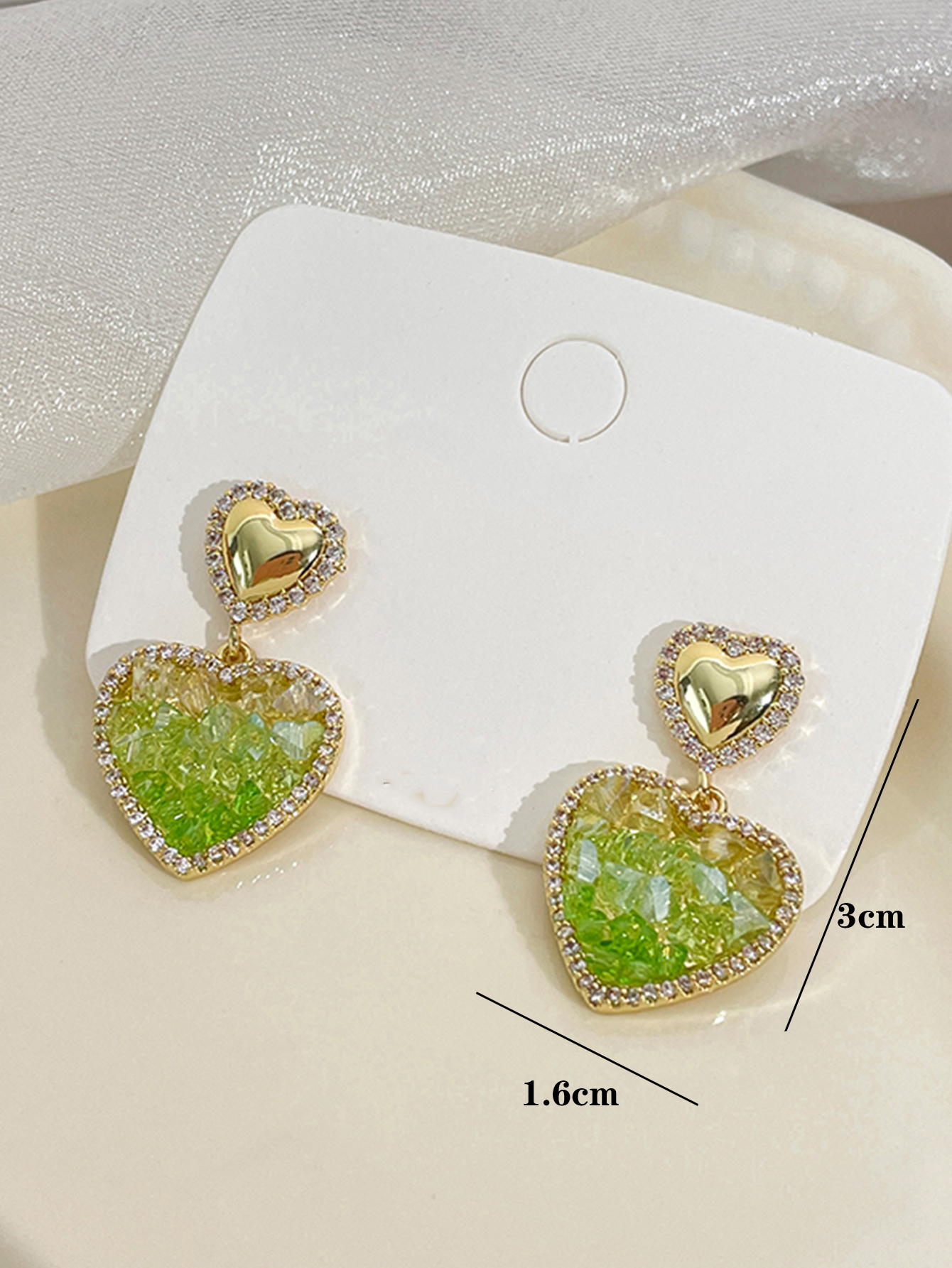 1 Pair Sweet Heart Shape Inlay Alloy Artificial Crystal Rhinestones Drop Earrings display picture 6