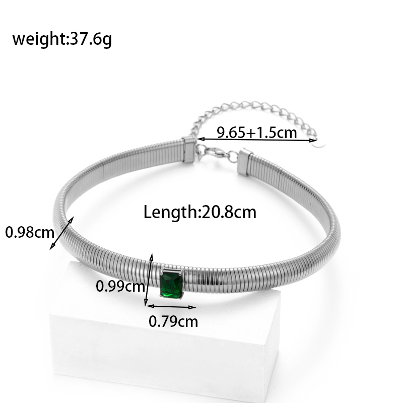 Simple Style Round Square Stainless Steel Plating Inlay Zircon 18k Gold Plated Bracelets Necklace display picture 4