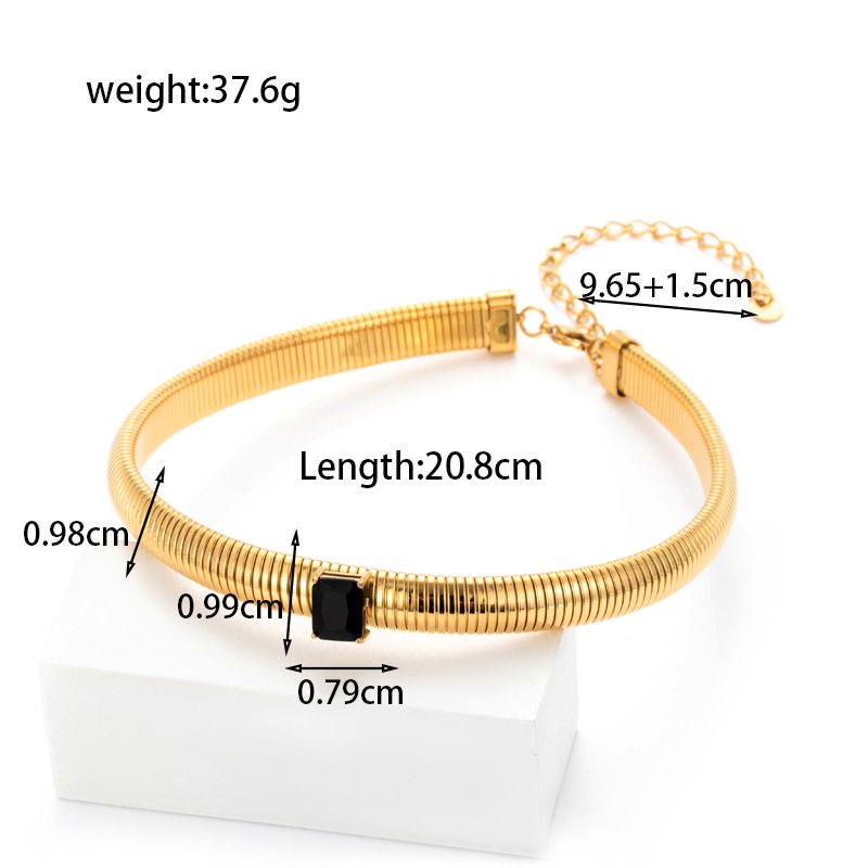 Simple Style Round Square Stainless Steel Plating Inlay Zircon 18k Gold Plated Bracelets Necklace display picture 11