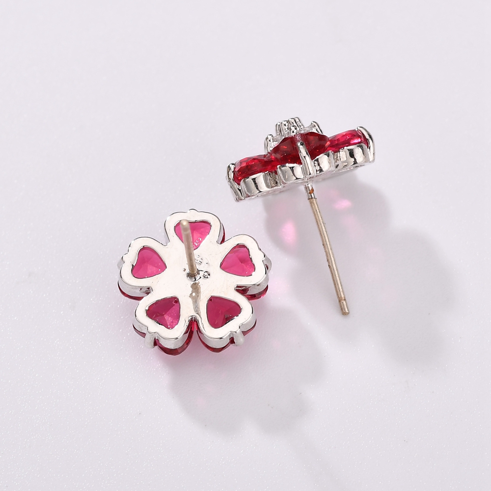 1 Pair Sweet Shiny Flower Plating Inlay Copper Alloy Crystal Zircon White Gold Plated Ear Studs display picture 6