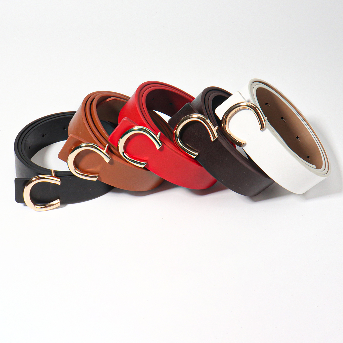 Simple Style Classic Style Letter Solid Color Pu Leather Buckle Women's Leather Belts display picture 2