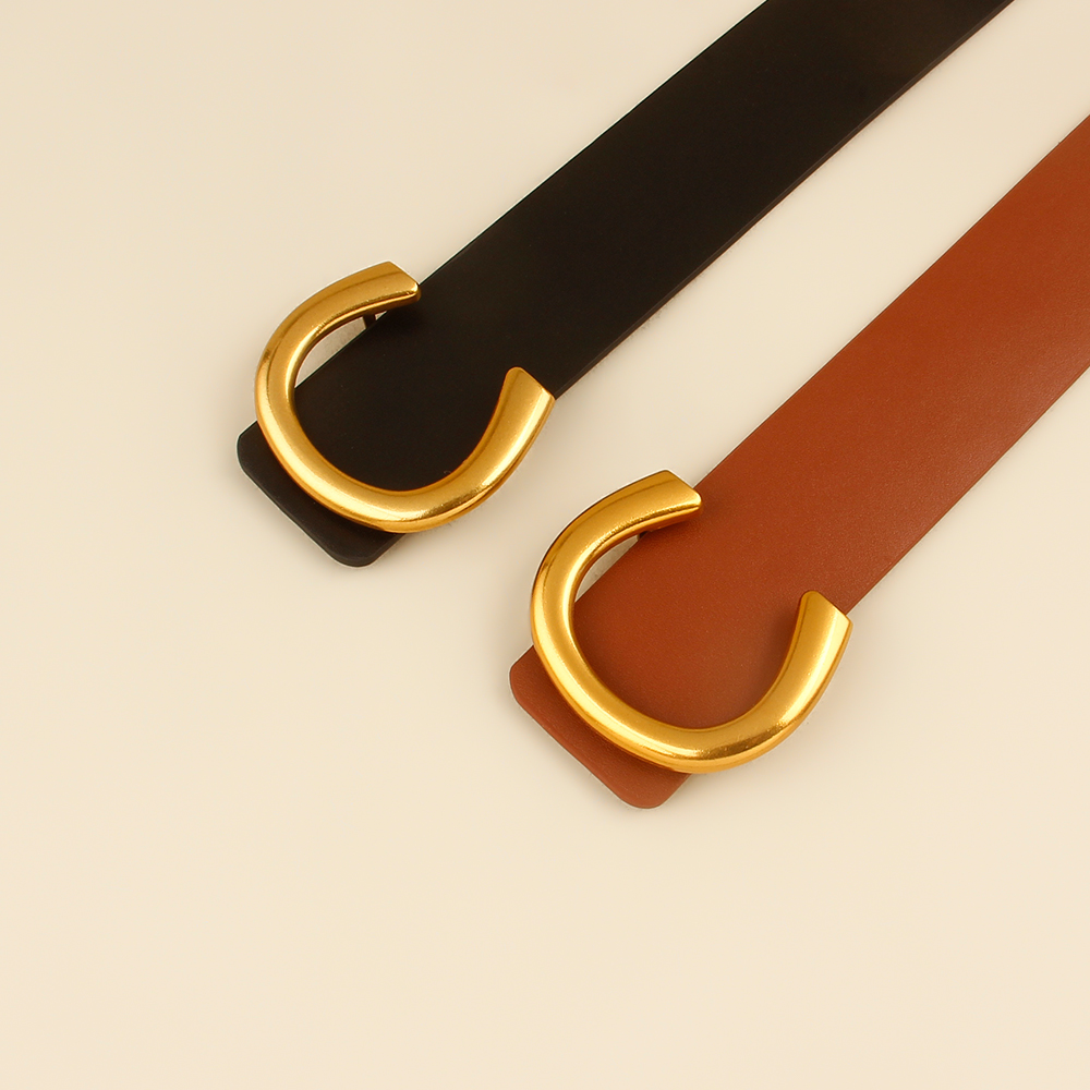 Simple Style Classic Style Letter Solid Color Pu Leather Buckle Women's Leather Belts display picture 4