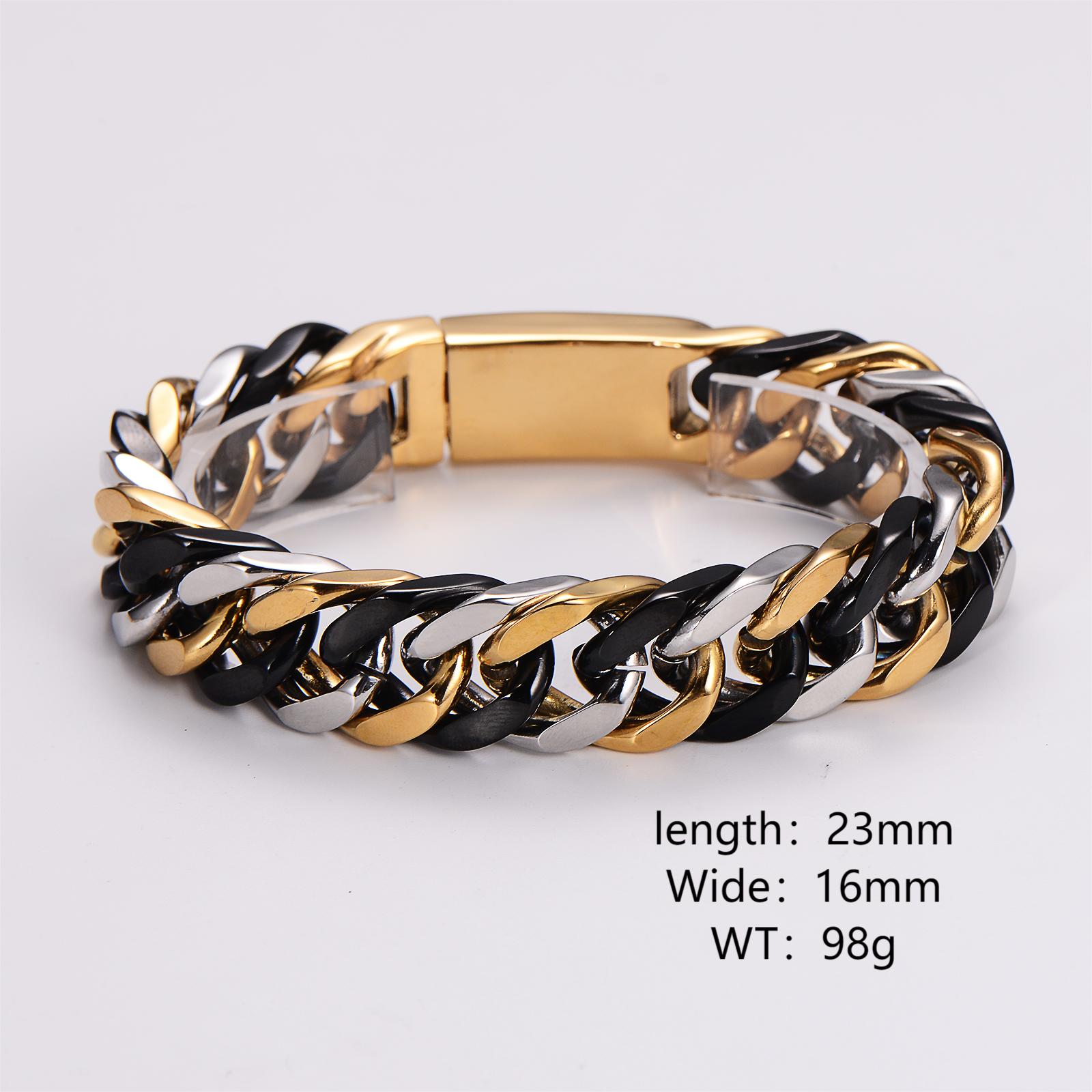 Hip-Hop Rock Cool Style Geometric Stainless Steel 18K Gold Plated Unisex Bracelets display picture 4