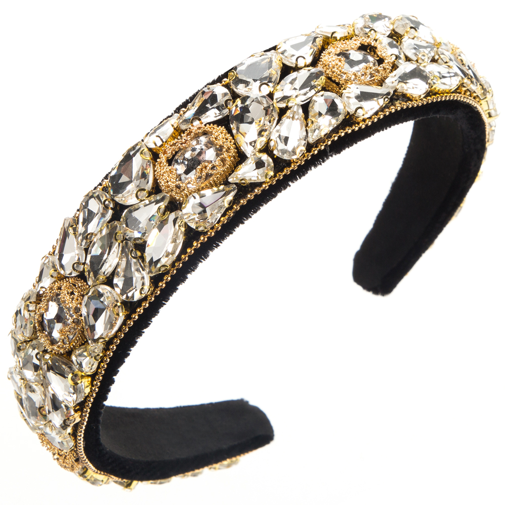 Women's Elegant Luxurious Geometric Alloy Cloth Inlay Glass Hair Band display picture 5