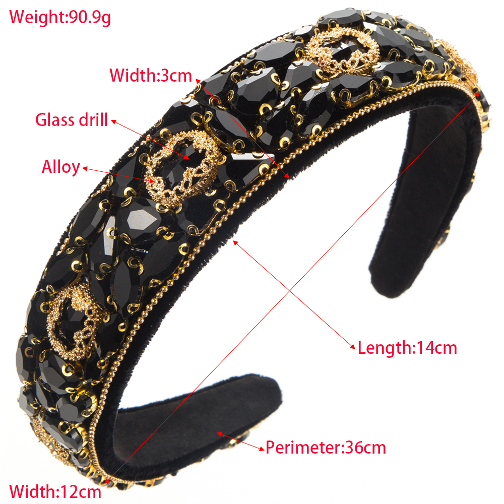 Women's Elegant Luxurious Geometric Alloy Cloth Inlay Glass Hair Band display picture 1