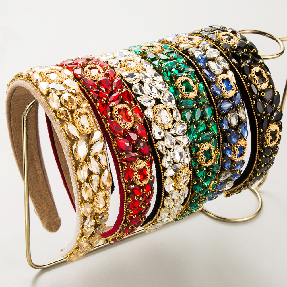 Women's Elegant Luxurious Geometric Alloy Cloth Inlay Glass Hair Band display picture 2