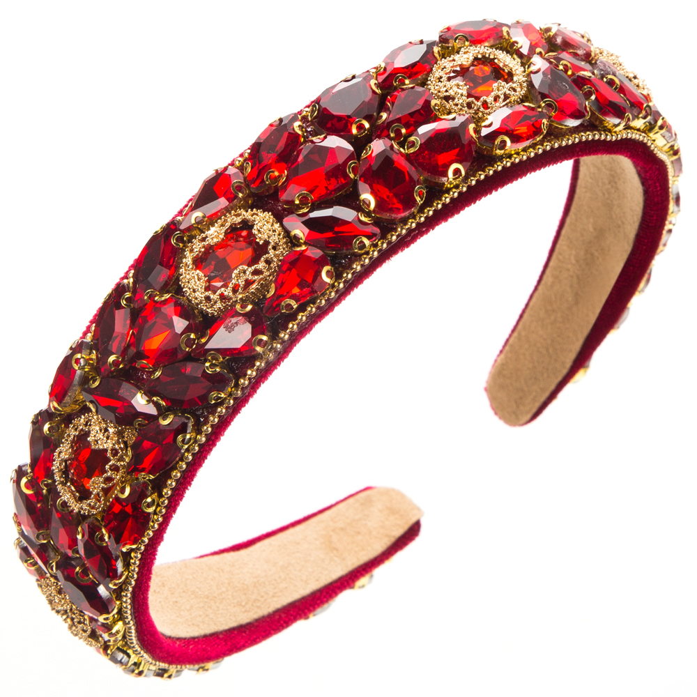 Women's Elegant Luxurious Geometric Alloy Cloth Inlay Glass Hair Band display picture 7