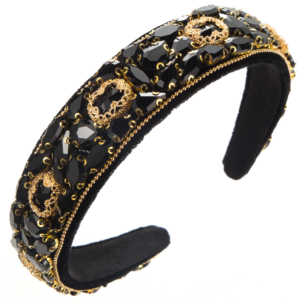 Women's Elegant Luxurious Geometric Alloy Cloth Inlay Glass Hair Band display picture 9