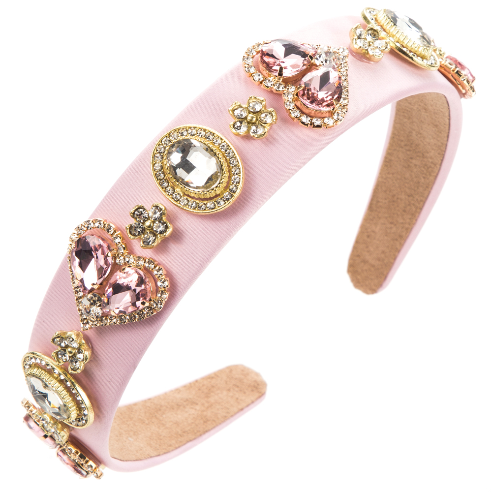 Women's Sweet Heart Shape Alloy Cloth Inlay Rhinestones Hair Band display picture 11
