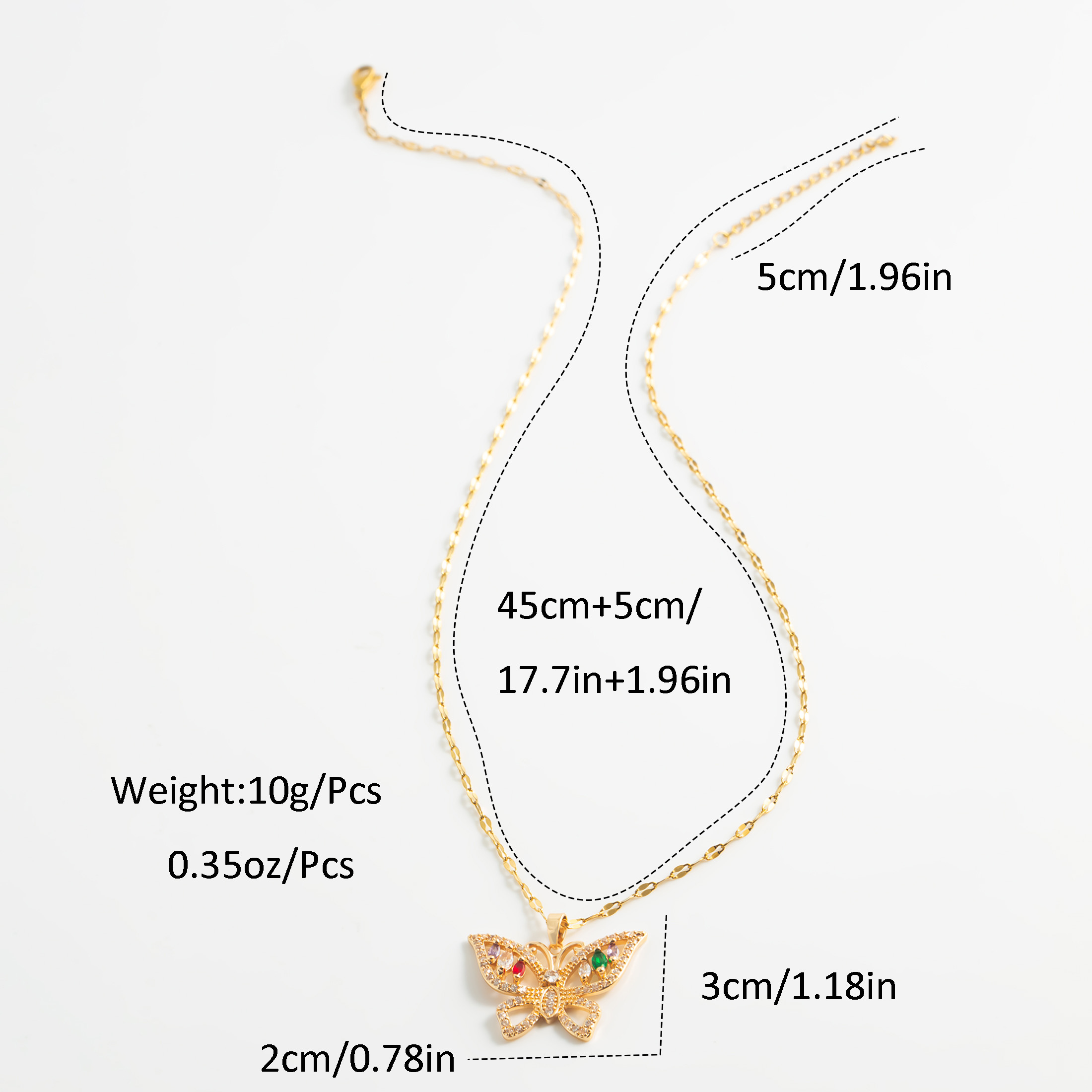 Stainless Steel 18K Gold Plated Streetwear Shiny Plating Hollow Out Inlay Butterfly Rhinestones Zircon Pendant Necklace display picture 1