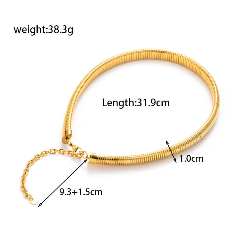 Einfacher Stil Runden Einfarbig Rostfreier Stahl Überzug 18 Karat Vergoldet Armbänder Halskette display picture 5