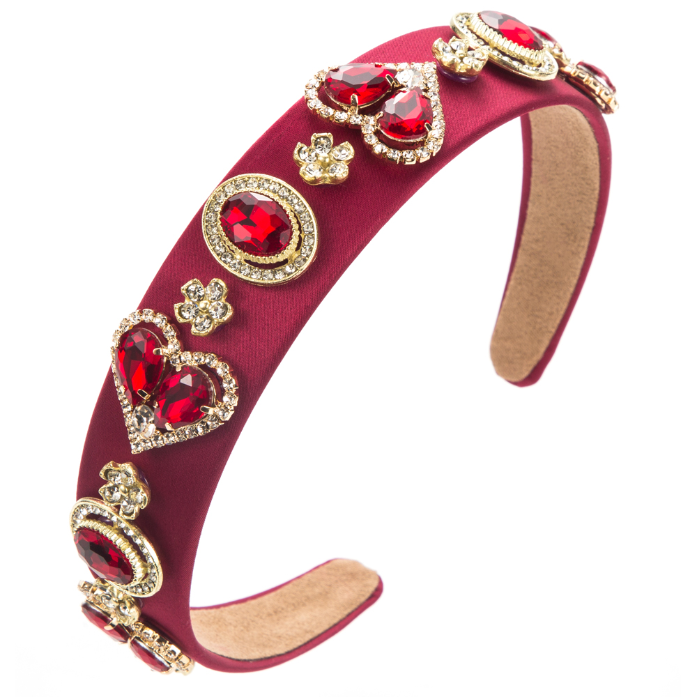 Women's Sweet Heart Shape Alloy Cloth Inlay Rhinestones Hair Band display picture 9