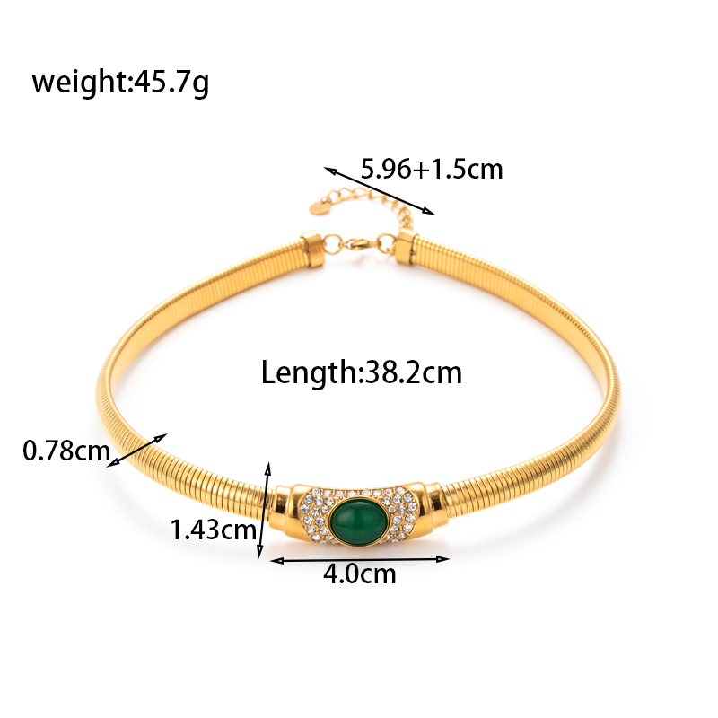 French Style Simple Style Round Stainless Steel Plating Inlay Zircon 18k Gold Plated Necklace display picture 3