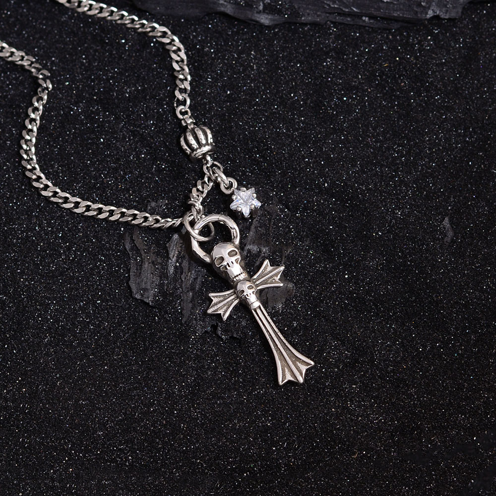 Hip-hop Cross Skull Copper Plating Men's Pendant Necklace display picture 1