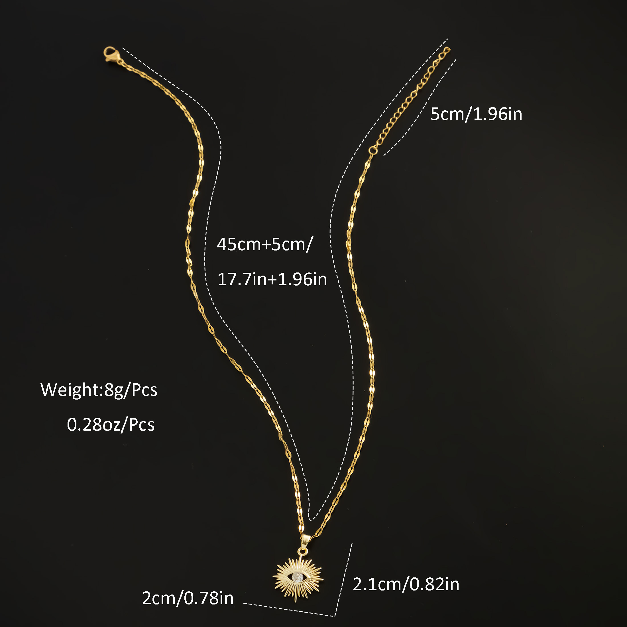 Wholesale Simple Style Devil's Eye Stainless Steel Copper Plating Inlay 18K Gold Plated Zircon Pendant Necklace display picture 1