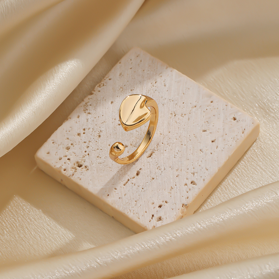 Romantisch Geometrisch Herzform Blume Kupfer Überzug 18 Karat Vergoldet Versilbert Offener Ring display picture 8