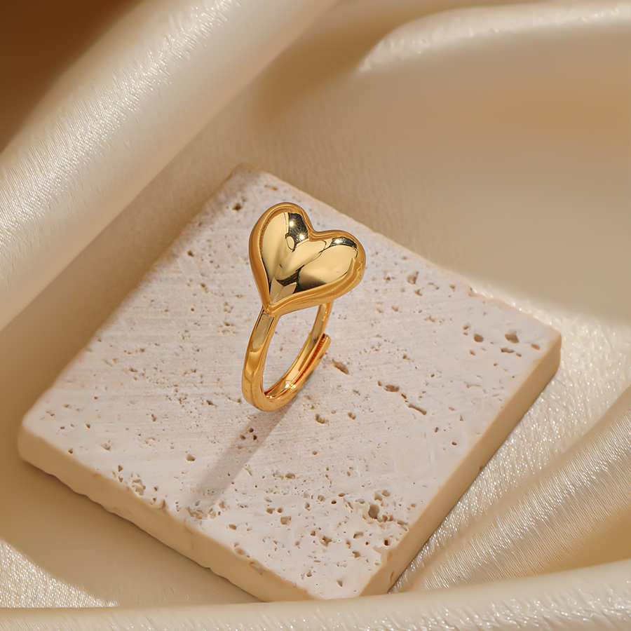 Romantic Geometric Heart Shape Flower Copper Plating 18k Gold Plated Silver Plated Open Rings display picture 6