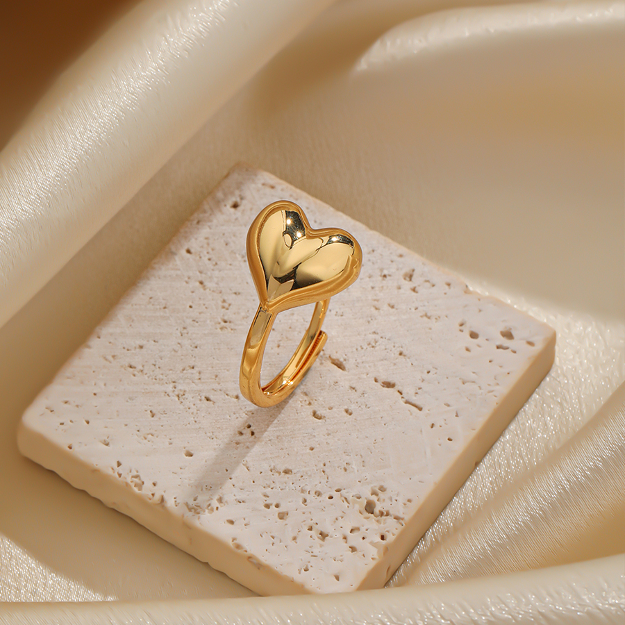 Romantisch Geometrisch Herzform Blume Kupfer Überzug 18 Karat Vergoldet Versilbert Offener Ring display picture 6