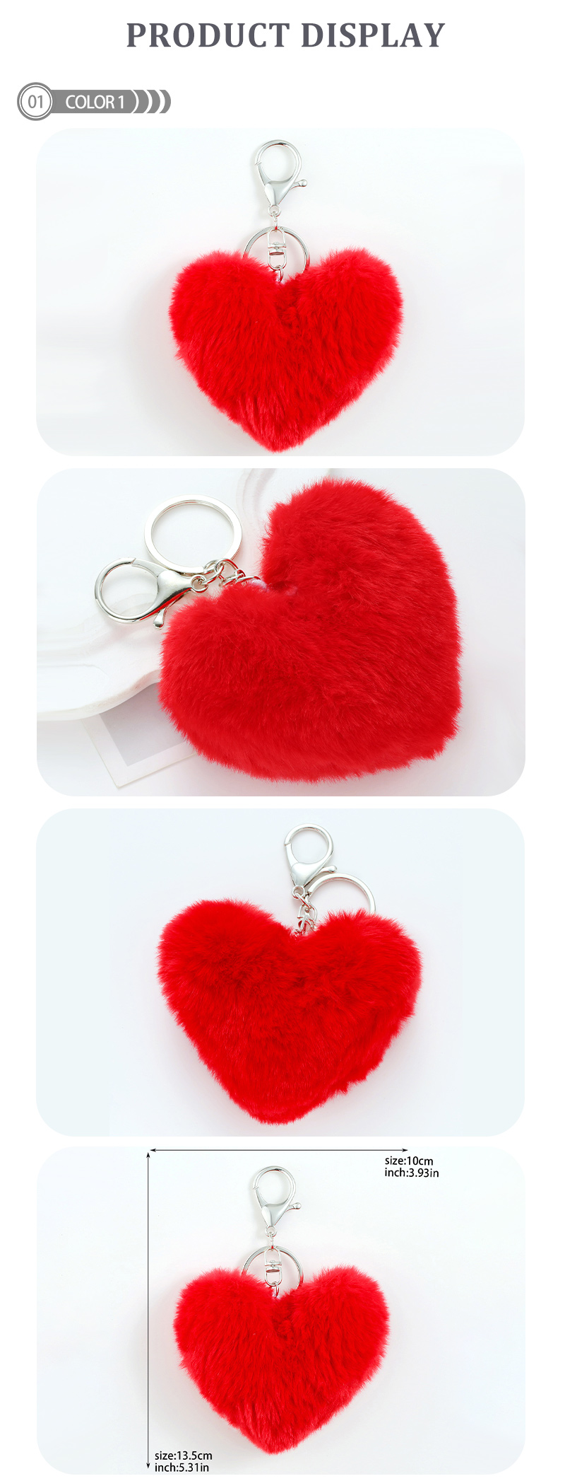 Romantisch Herzform Plüsch Valentinstag Taschenanhänger Schlüsselbund display picture 2