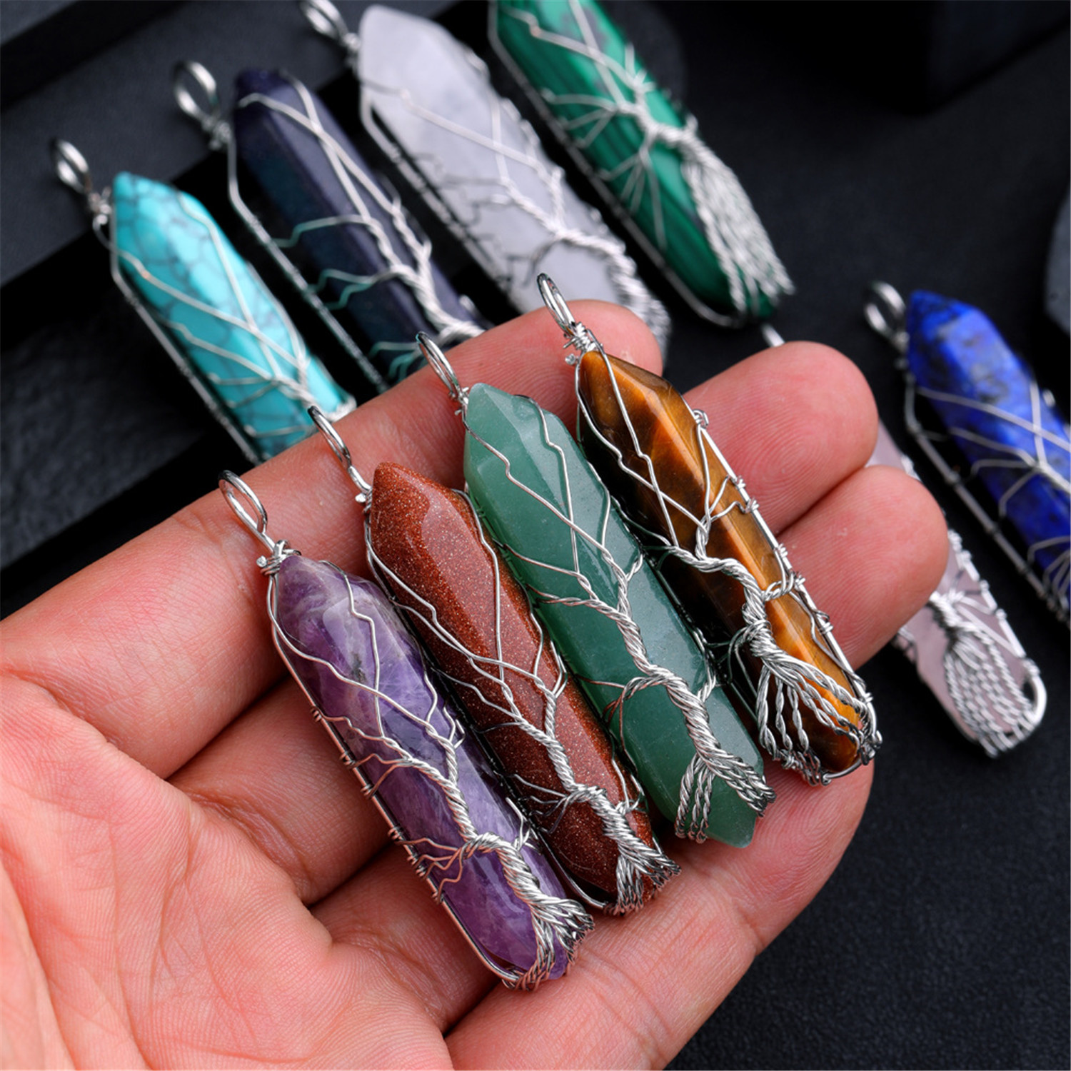 Retro Ethnic Style Geometric Stainless Steel Crystal Pendant Necklace display picture 4